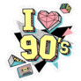 I Love 90s Geometric Lettering Sticker