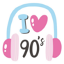 I Love 90s Music Headphones Cartoon Illustration Sticker