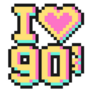 I Love 90s Text In Pixel Art Sticker
