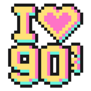 I Love 90s Text In Pixel Art Sticker