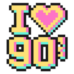 I Love 90s Text In Pixel Art Sticker