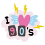 I Love 90s Y2k Style Lettering Sticker