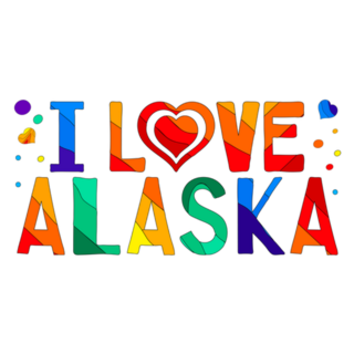 I Love Alaska Multicolored Bright Lettering Sticker
