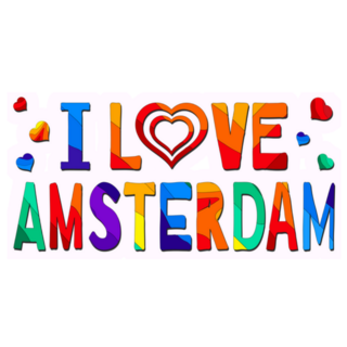 I Love Amsterdam - Multi Colored Typography Sticker