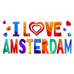 I Love Amsterdam - Multi Colored Typography Sticker