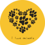 I Love Animals Yellow Paw Heart Sticker