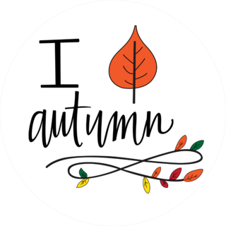I Love Autumn With Leaf Sticker