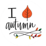 I Love Autumn With Leaf Sticker