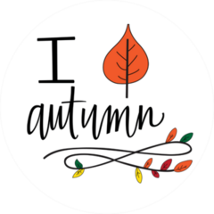 I Love Autumn With Leaf Sticker