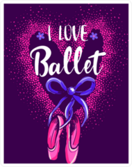 I Love Ballet Glitter Sticker