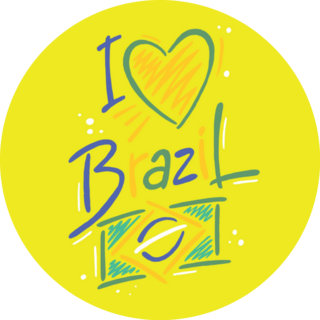 I Love Brazil Handwritten Lettering Sticker 