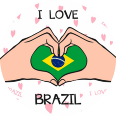 I Love Brazil. Heart Hand Gesture With Brazil Flag Sticker