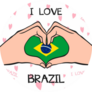 I Love Brazil. Heart Hand Gesture With Brazil Flag Sticker