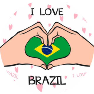 I Love Brazil. Heart Hand Gesture With Brazil Flag Sticker