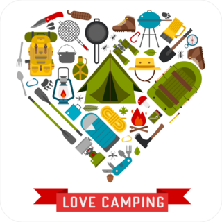 I Love Camping Gear Heart Sticker
