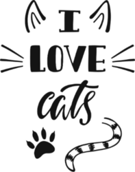 I Love Cats Typography Sticker