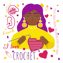 I Love Crochet Sign Girl Knit Handmade Sticker