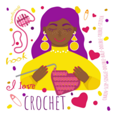 I Love Crochet Sign Girl Knit Handmade Sticker