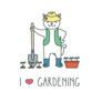 I Love Gardening Doodle Illustration Sticker