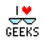 I Love Geeks Glasses Pixel Art Sticker