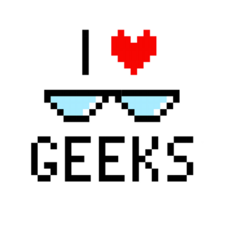I Love Geeks Glasses Pixel Art Sticker