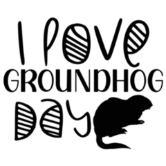 I Love Groundhog Day Lettering Sticker