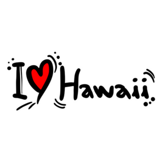I Love Hawaii Lettering Sticker