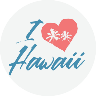 I Love Hawaii Typography Palm Tree Sticker