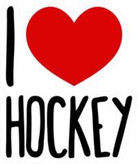 I Love Hockey Lettering and Heart Sticker