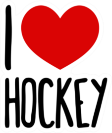 I Love Hockey Lettering and Heart Sticker