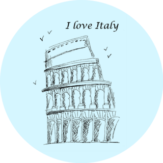 I Love Italy Coliseum Lettering On Blue Sticker
