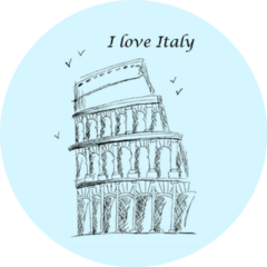 I Love Italy Coliseum Lettering On Blue Sticker