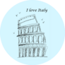 I Love Italy Coliseum Lettering On Blue Sticker