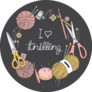 I Love Knitting Illustration Circle Sticker