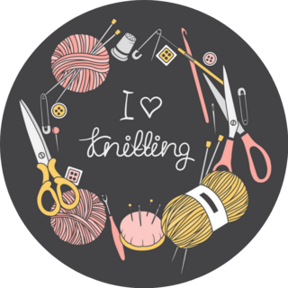 I Love Knitting Illustration Circle Sticker