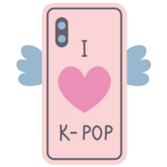 I Love KPop Phone With Wings Sticker