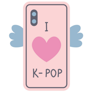 I Love KPop Phone With Wings Sticker