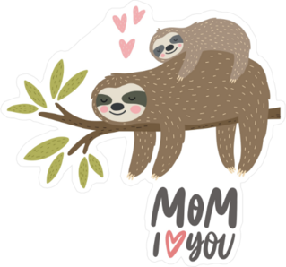 I Love Mom Sloth Sticker