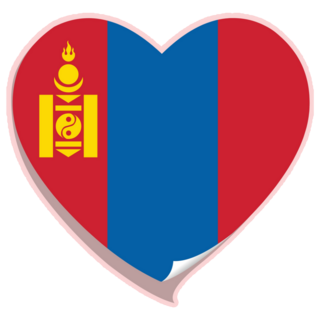I Love Mongolia Flag Heart On Pink Sticker