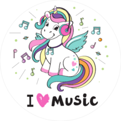 I Love Music Unicorn Sticker