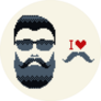 I Love Mustache & Mustache Man Sticker