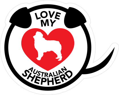 I Love My Australian Shepherd Puppy Heart Circle With Tail Stic