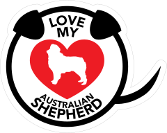 I Love My Australian Shepherd Puppy Heart Circle With Tail Stic