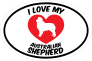 I Love My Australian Shepherd Text With Heart Oval Sticker