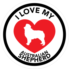 I Love My Australian Shepherd With Big Heart Circle Sticker