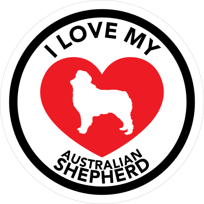 I Love My Australian Shepherd With Big Heart Circle Sticker