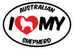 I Love My Australian Shepherd With Big Text Oval Sticker
