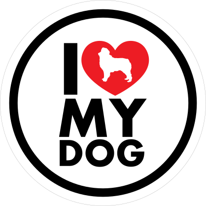 I Love My Australian Shepherd With Heart Circle Sticker