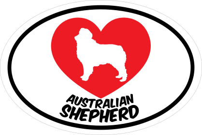 I Love My Australian Shepherd With Heart Oval Sticker
