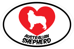I Love My Australian Shepherd With Heart Oval Sticker